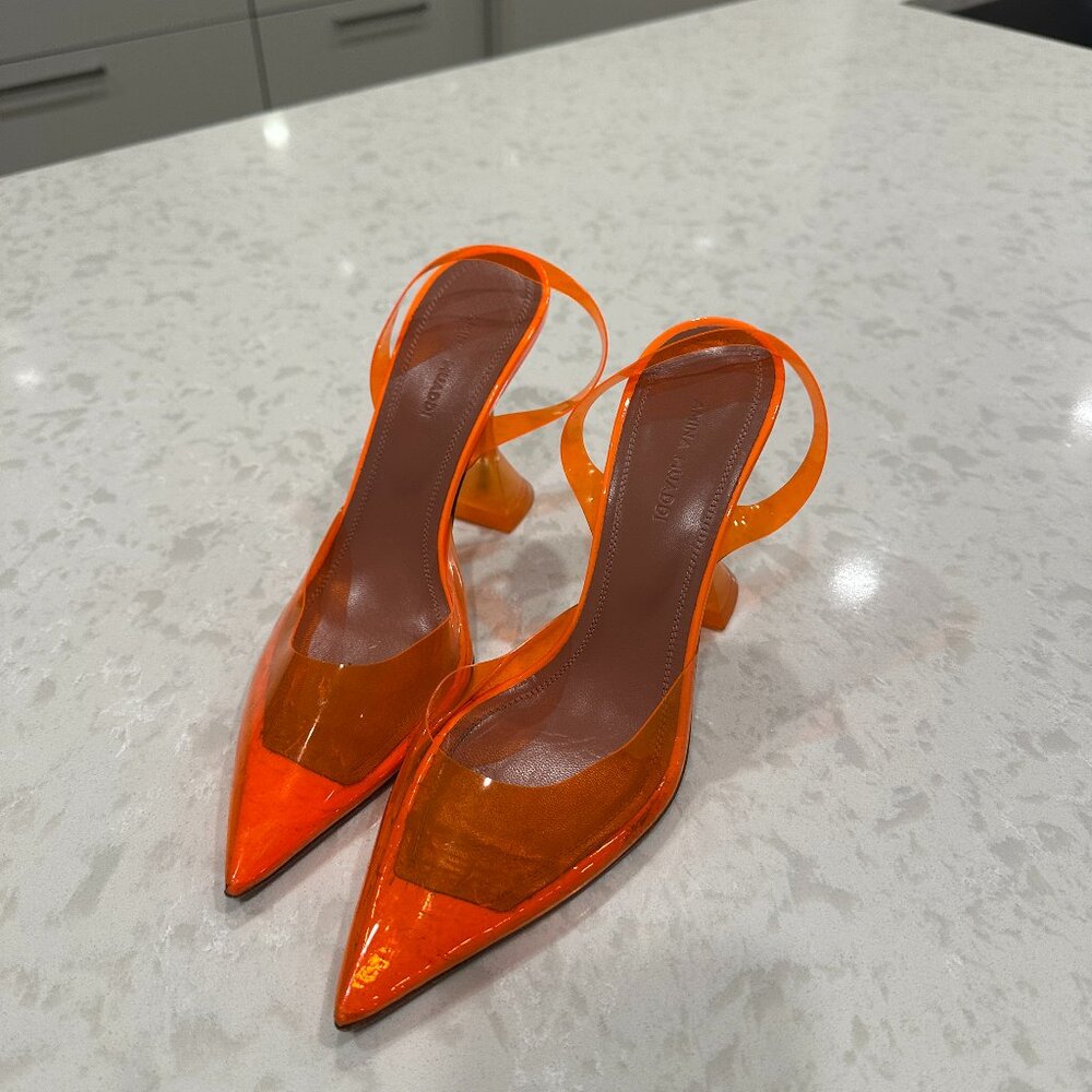Amina Muaddi Woman PVC - Polyvinyl chloride Pumps Orange Size 37